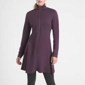 ATHLETA WOMEN'S AGATE PURPLE LONG SLEEVE DEEP DIVE DRESS  MODEST XL